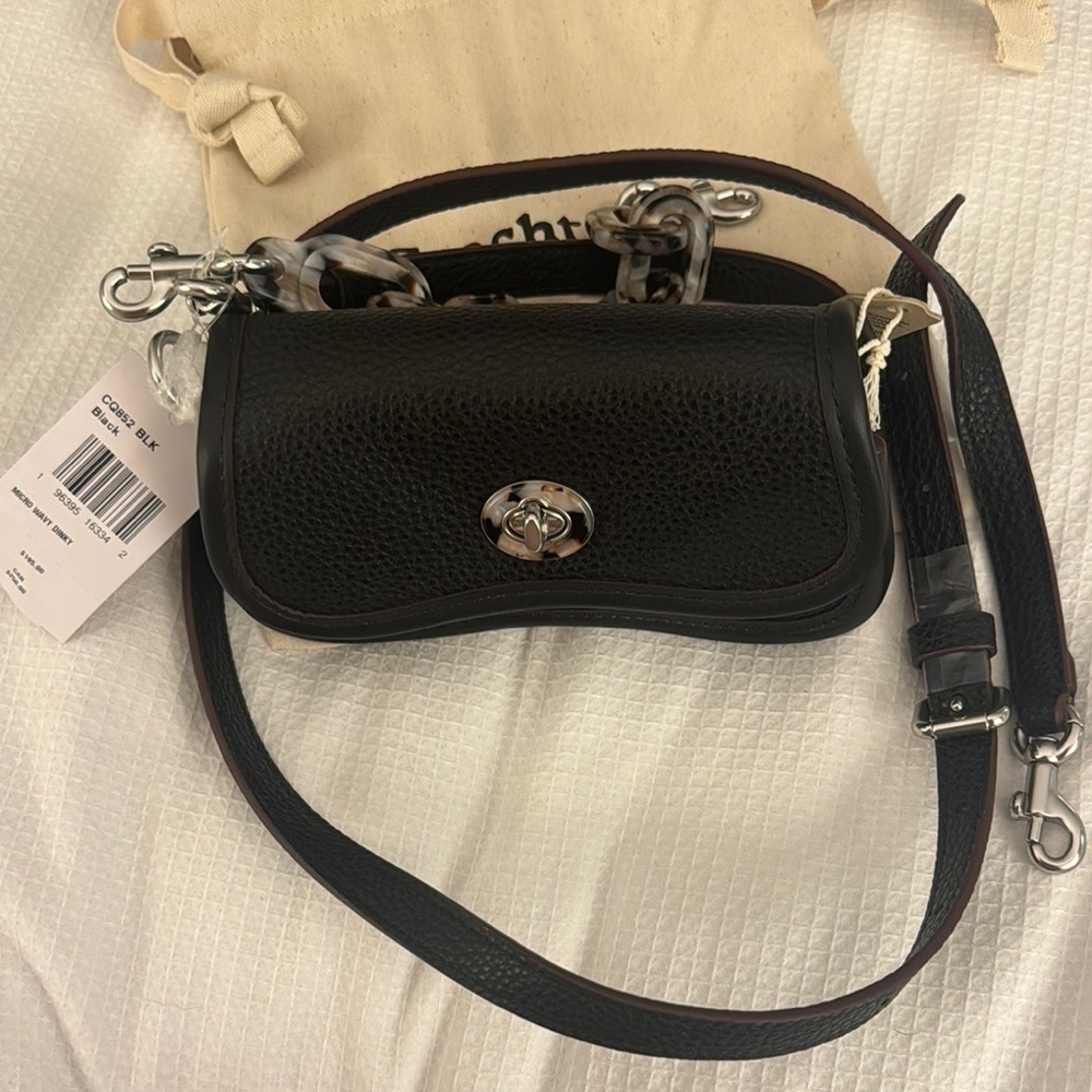 Coach Black Leather Crossbody Bag Micro Dinky - Picture 9 of 16